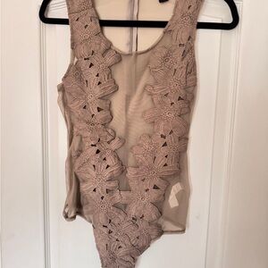 Revamped Nude Floral Mesh Thong Bodysuit